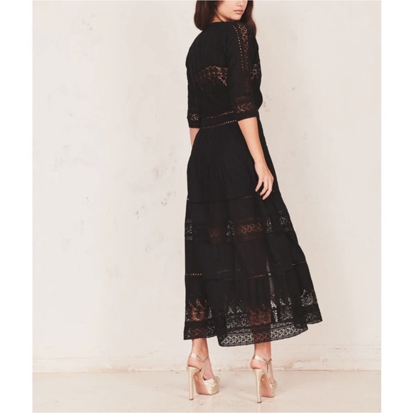 LoveShackFancy Beth Lace Maxi Dress in Black Eyelet - Picture 12 of 16